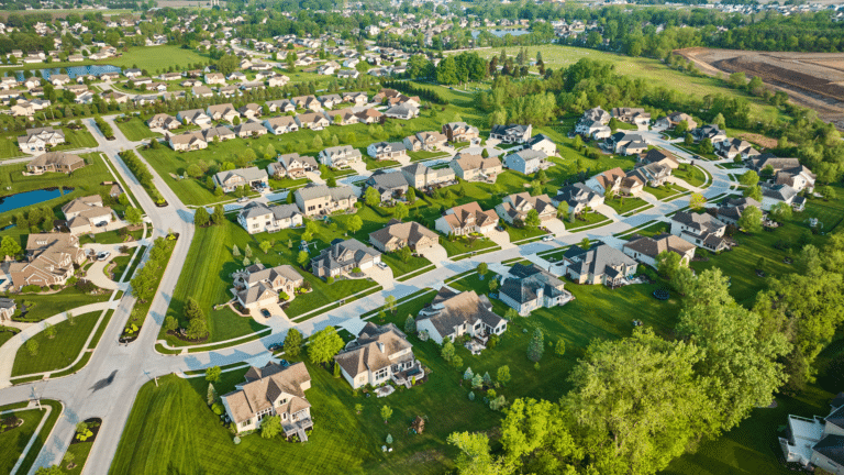 aerial view of properties